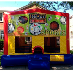 15'x15' bounce house with basketball hoop inside